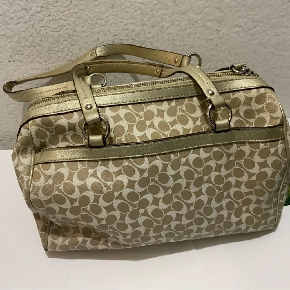 COACH Chelsea Heritage Satchel M1094-F15132 Metallic Tan/Gold, Lavender Lining